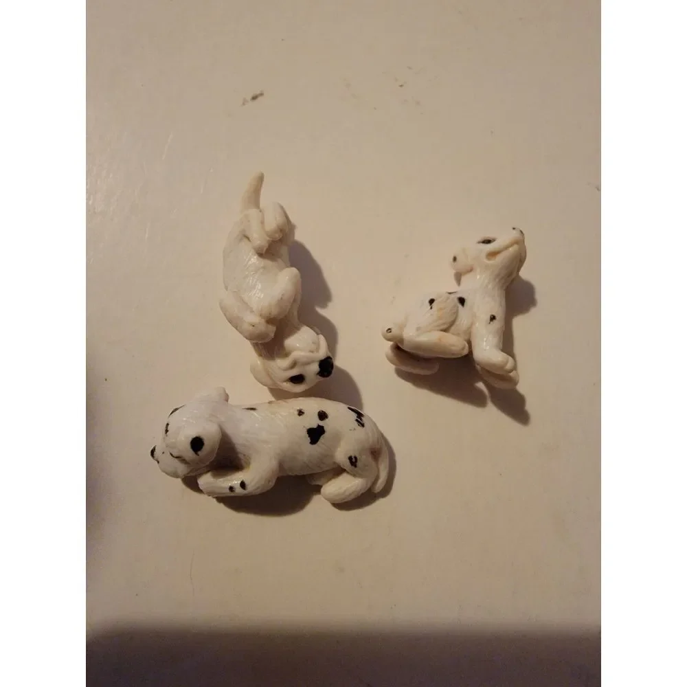 Lot Of 3 Vintage Mini Dalmatian Puppies Dog Dalmatians 90s Vtg Miniature Plastic